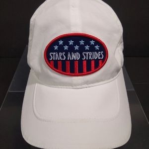 Brooks "Stars And Strides" OS Unisex White Cinch Back Poly Vented Athletic Cap